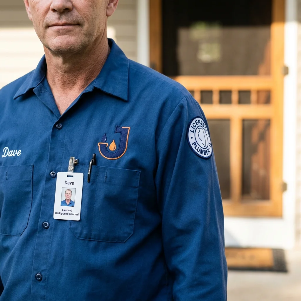 Licensed plumber showing ID badge in Hollis, NH
